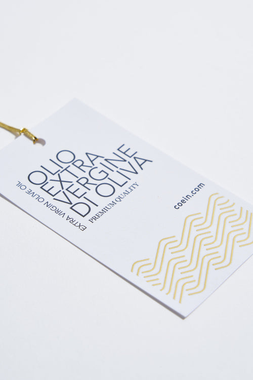 Cold gold foil stamped tag with thickening