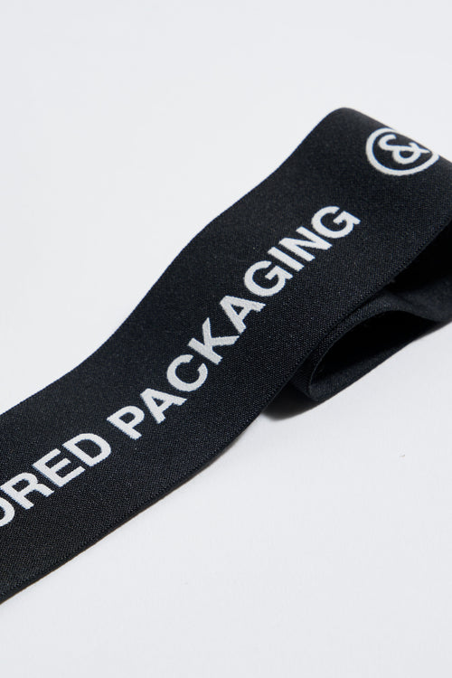 Black elastic with black rubber print